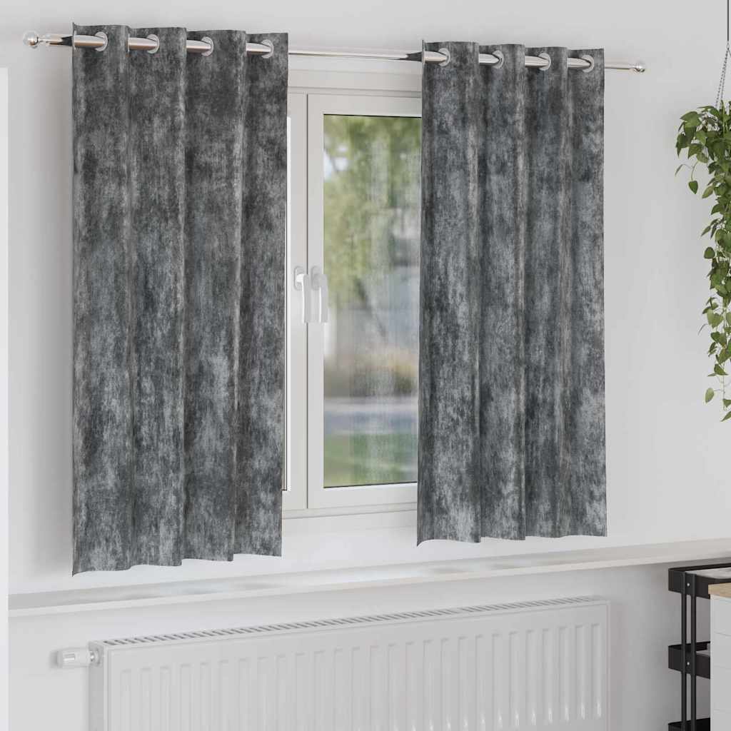 Curtain with Curtains 2 pcs Grey 175 x 140 cm Velvet